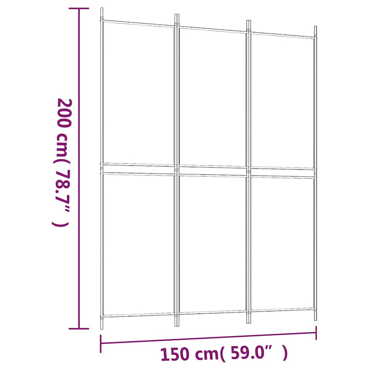 3-panels rumdeler 150x200 cm stof brun