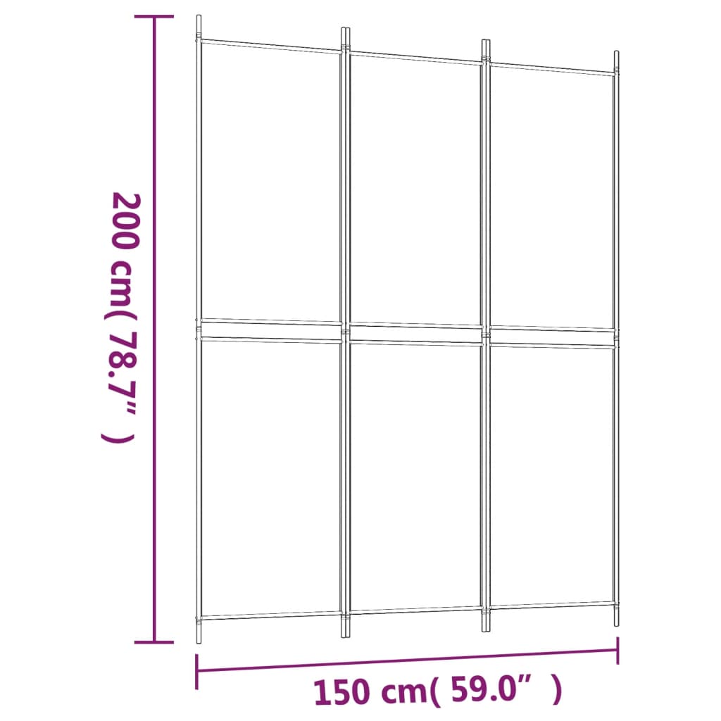 3-panels rumdeler 150x200 cm stof antracitgrå