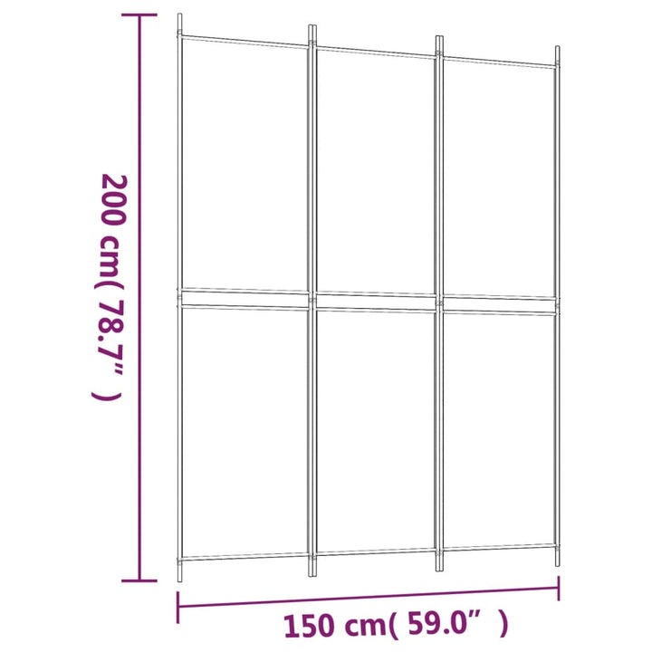 3-panels rumdeler 150x200 cm stof antracitgrå