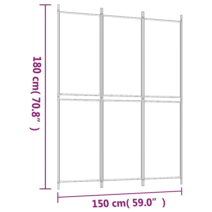 3-panels rumdeler 150x200 cm stof sort