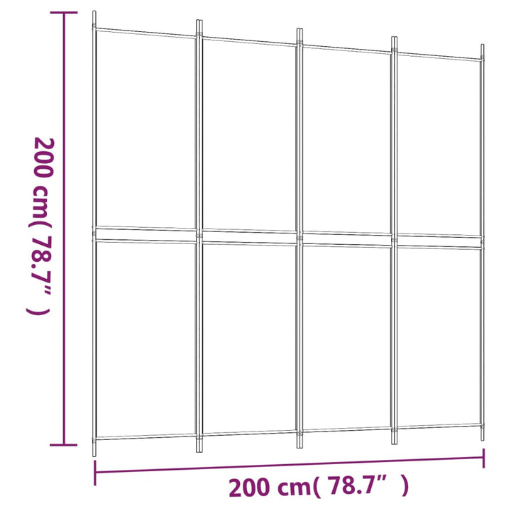 4-panels rumdeler 200x200 cm stof brun
