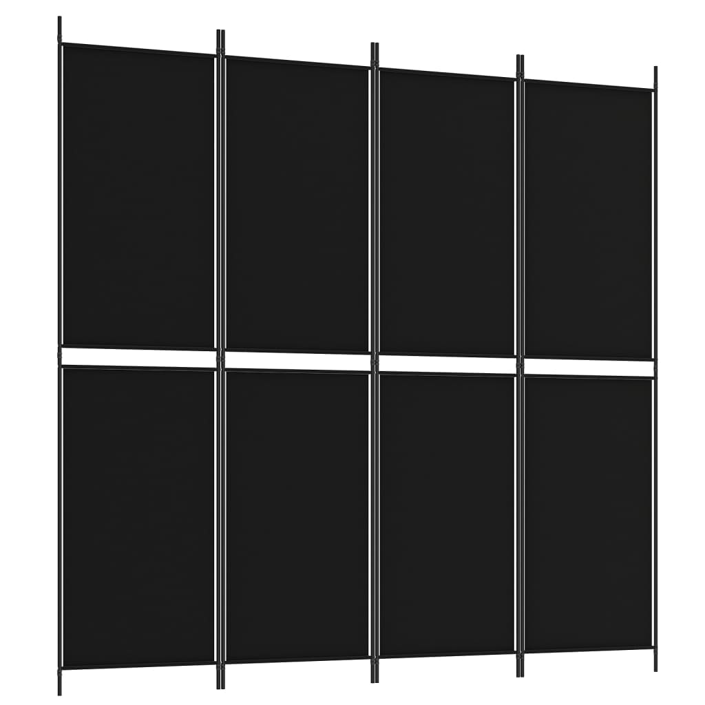 4-panels rumdeler 200x200 cm stof sort