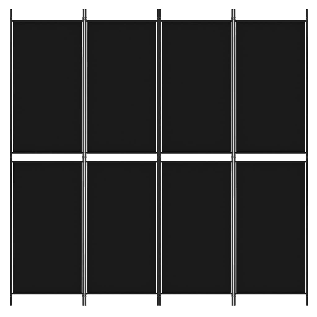 4-panels rumdeler 200x200 cm stof sort