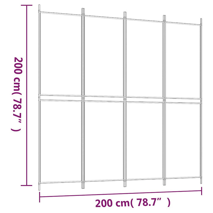 4-panels rumdeler 200x200 cm stof sort
