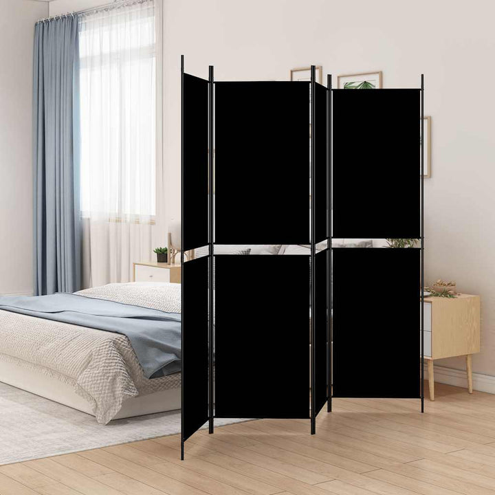 4-panels rumdeler 200x200 cm stof sort