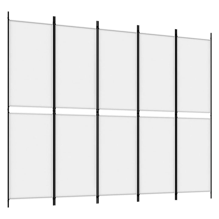 5-panels rumdeler 250x200 cm stof hvid