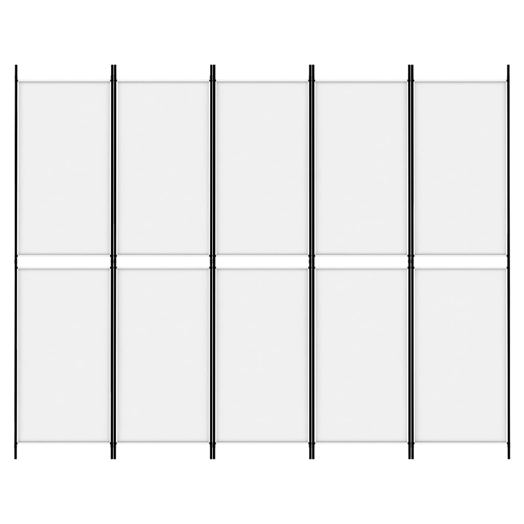 5-panels rumdeler 250x200 cm stof hvid