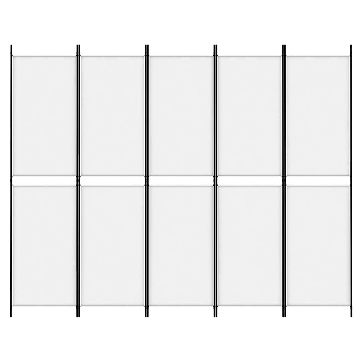 5-panels rumdeler 250x200 cm stof hvid