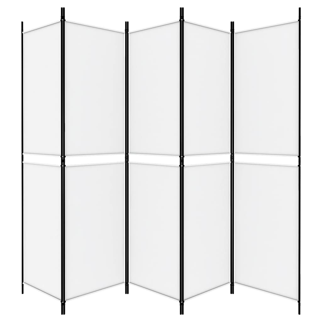 5-panels rumdeler 250x200 cm stof hvid