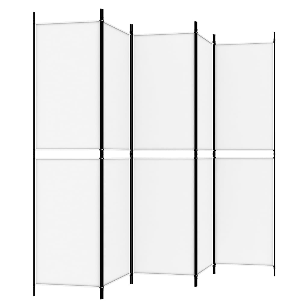 5-panels rumdeler 250x200 cm stof hvid