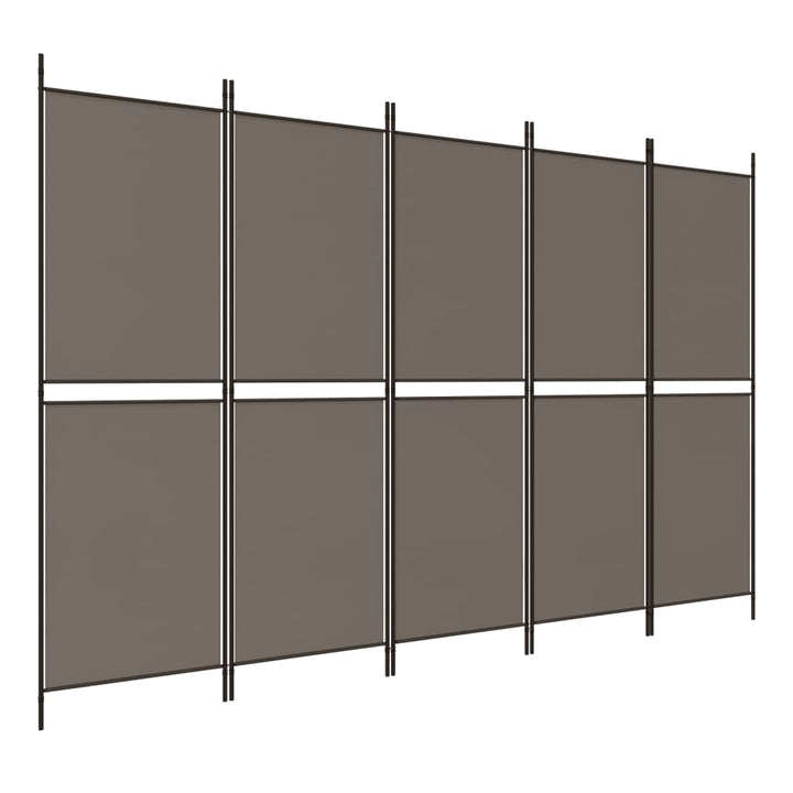 5-panels rumdeler 250x200 cm stof antracitgrå