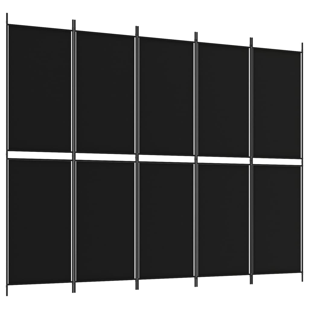 5-panels rumdeler 250x200 cm stof sort