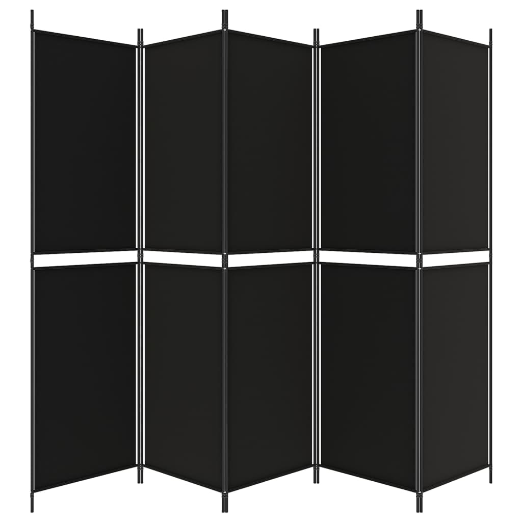 5-panels rumdeler 250x200 cm stof sort