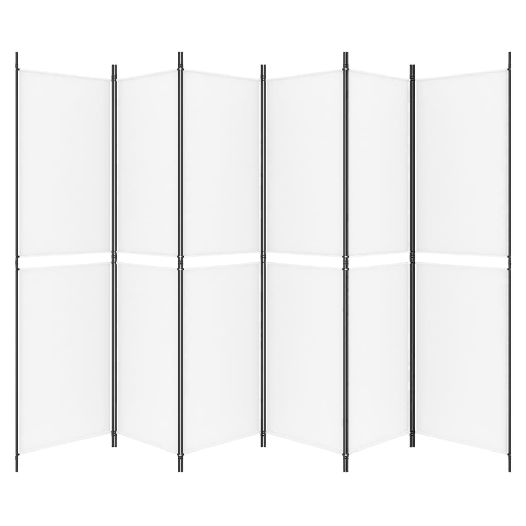 6-panels rumdeler 300x200 cm stof hvid