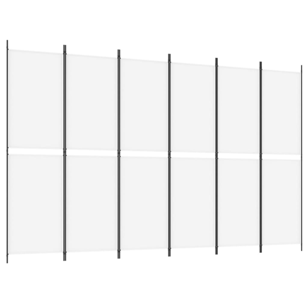 6-panels rumdeler 300x200 cm stof hvid