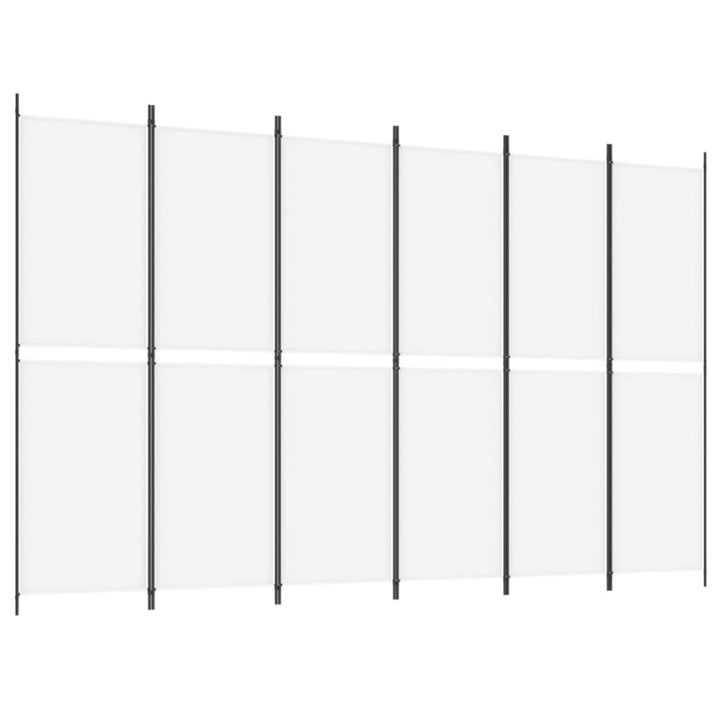 6-panels rumdeler 300x200 cm stof hvid