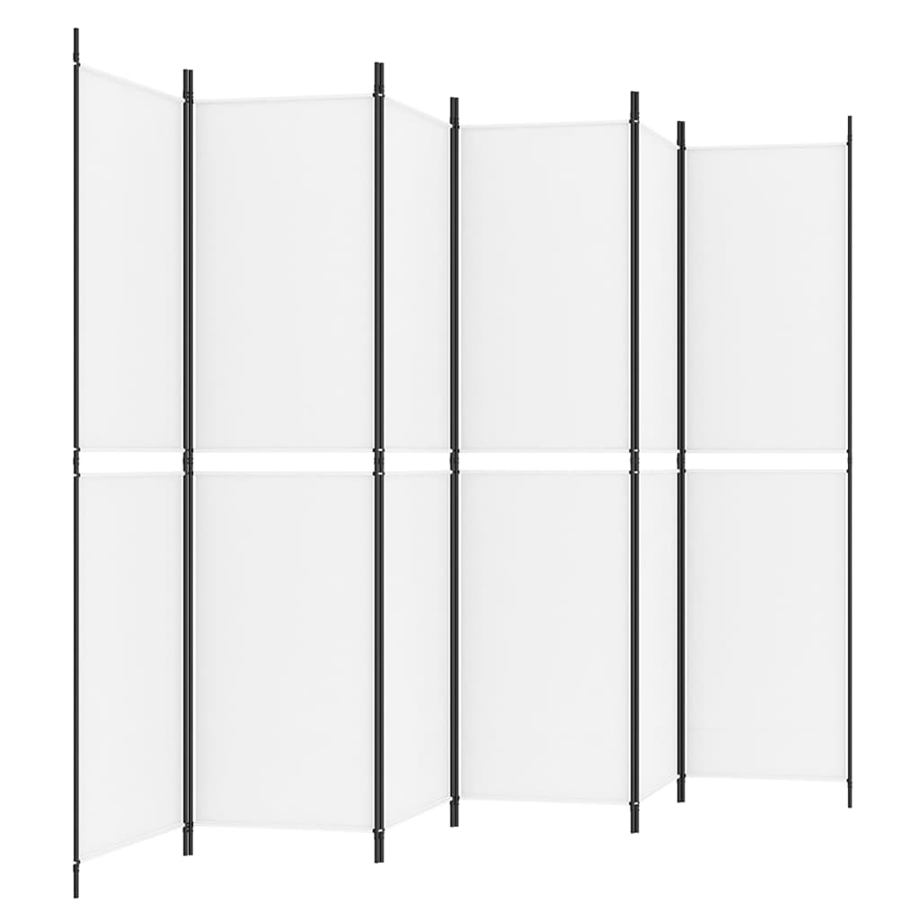 6-panels rumdeler 300x200 cm stof hvid