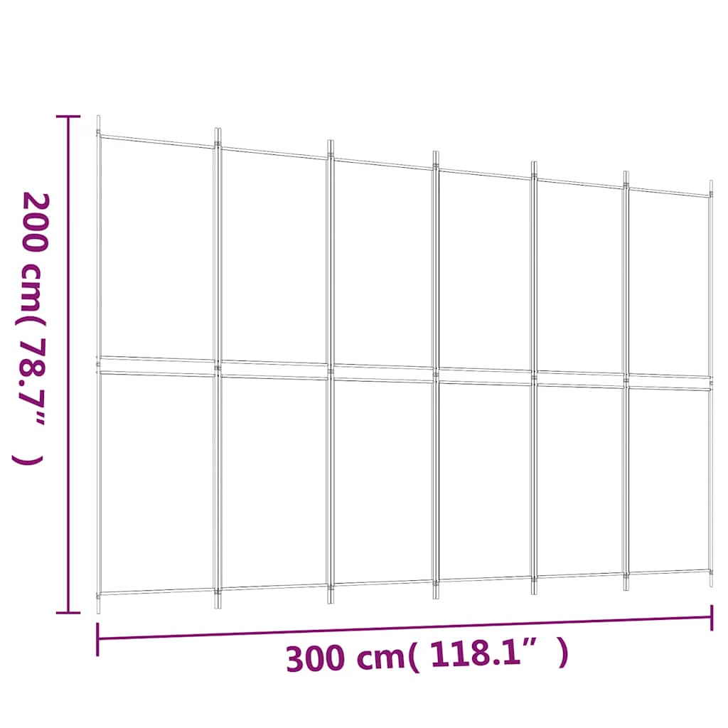 6-panels rumdeler 300x200 cm stof brun