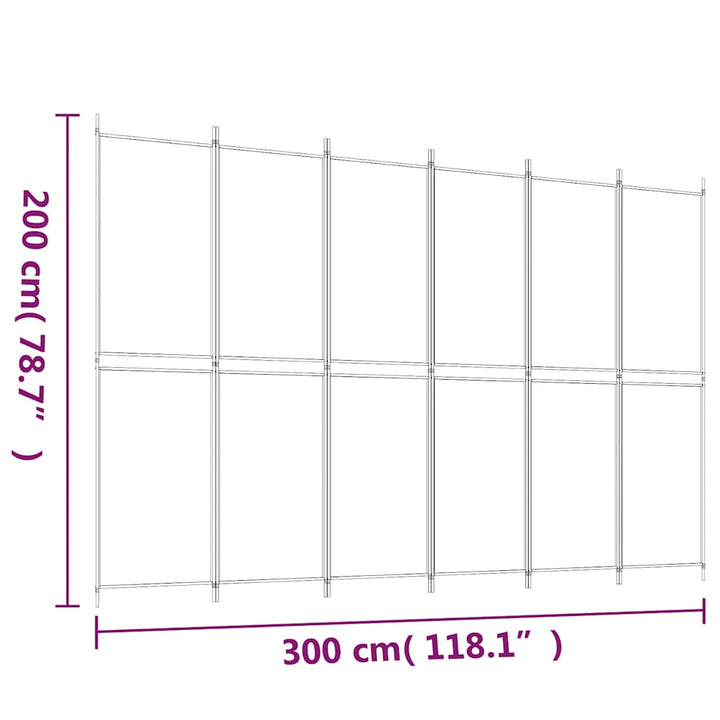 6-panels rumdeler 300x200 cm stof brun