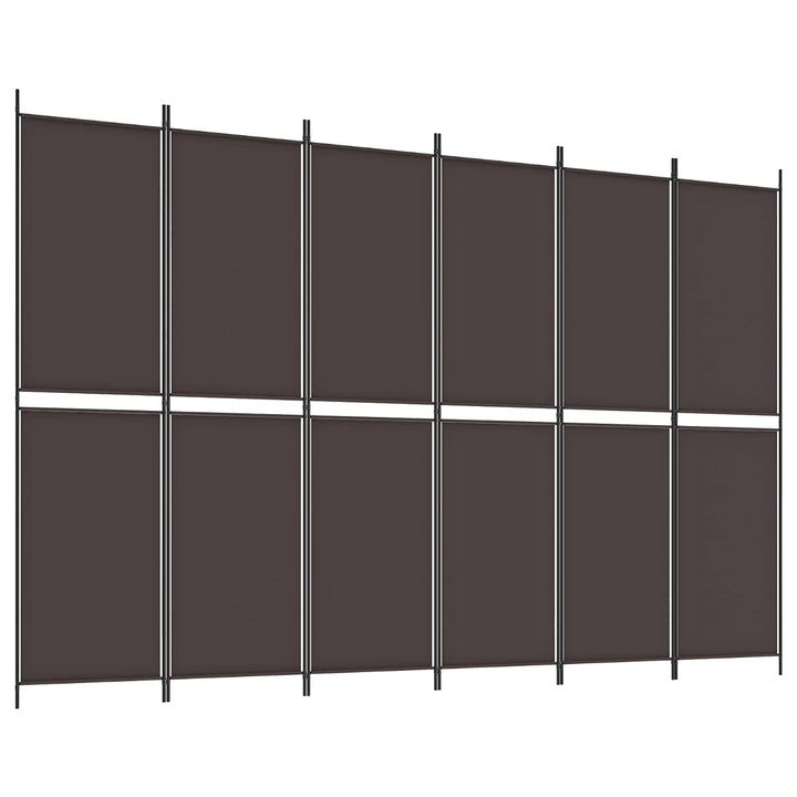 6-panels rumdeler 300x200 cm stof brun