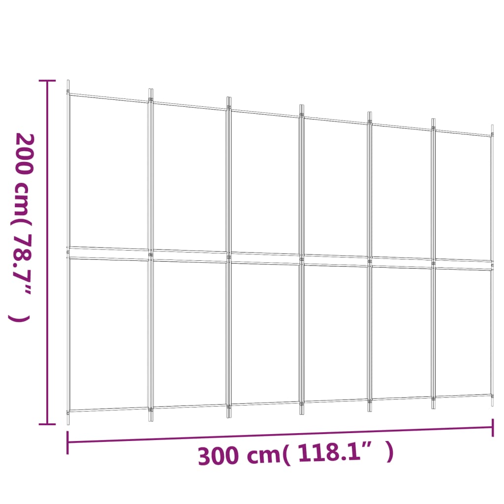 5-panels rumdeler 300x200 cm stof antracitgrå