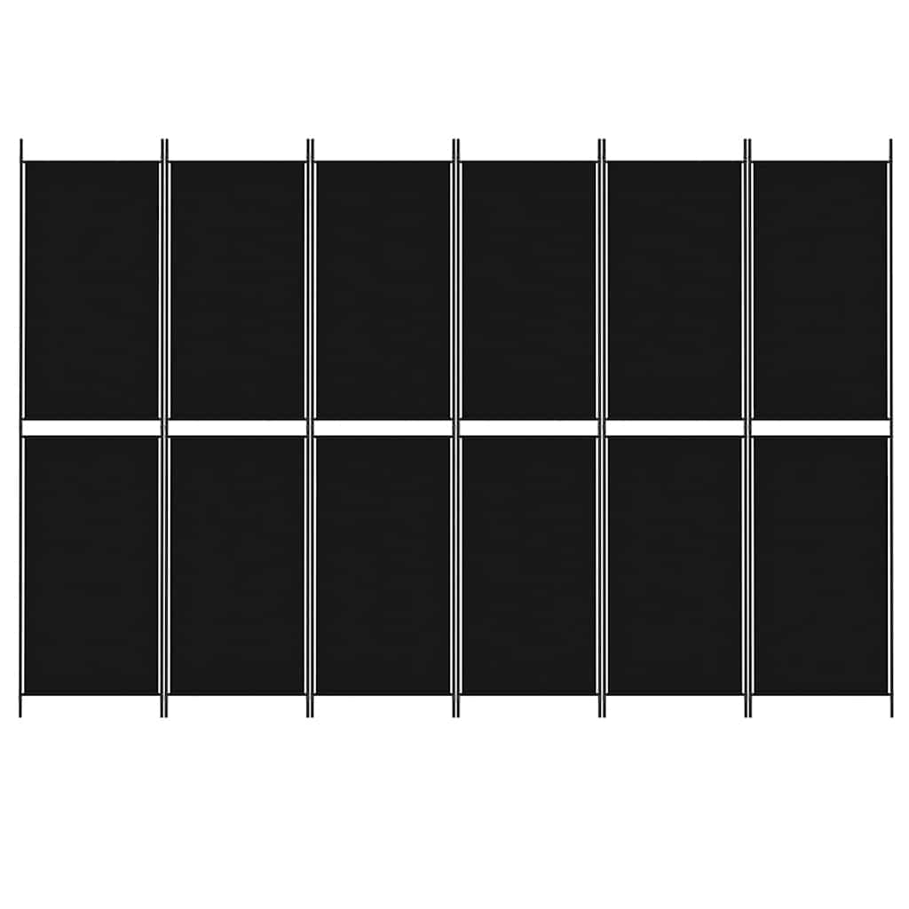 6-panels rumdeler 300x200 cm stof sort