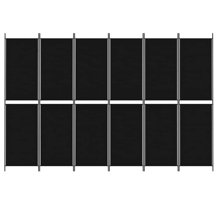 6-panels rumdeler 300x200 cm stof sort