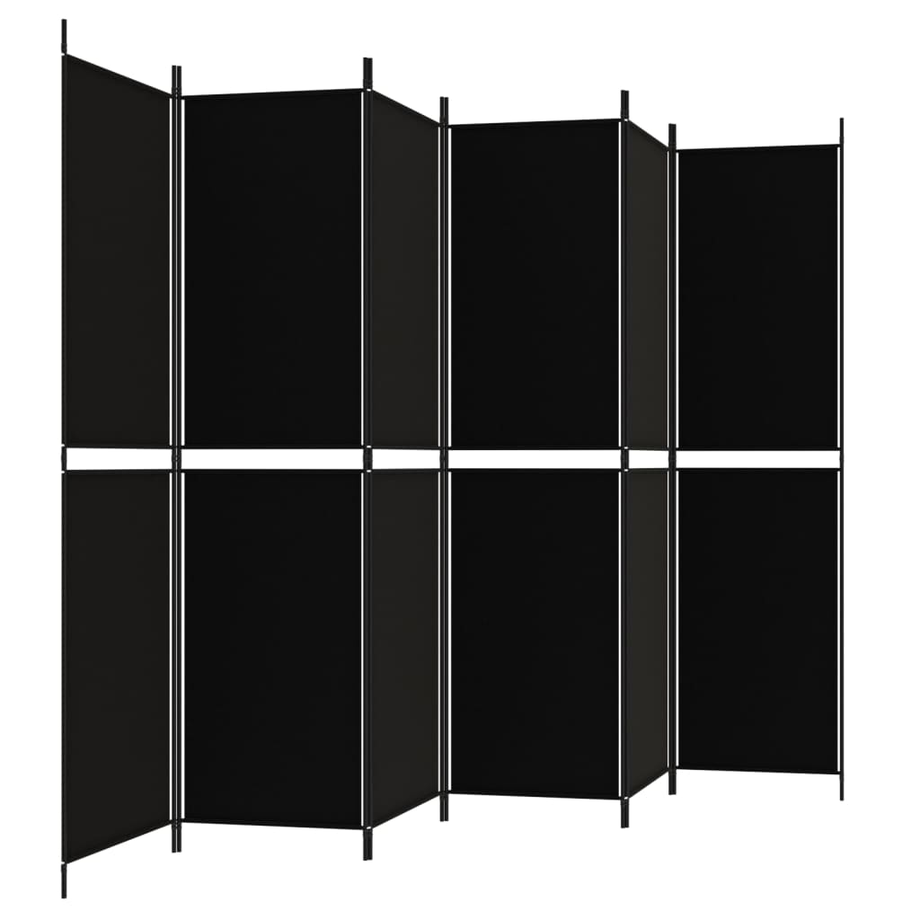 6-panels rumdeler 300x200 cm stof sort