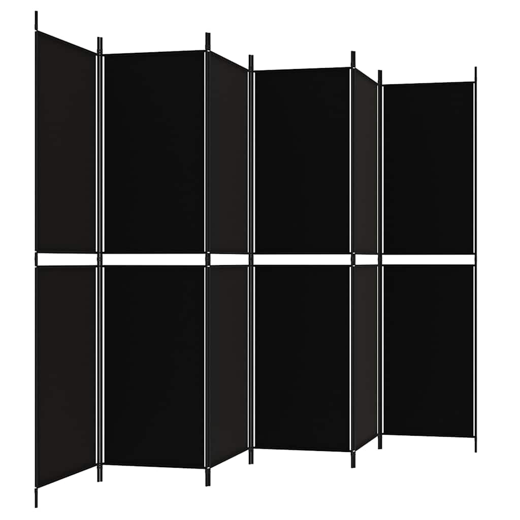 6-panels rumdeler 300x200 cm stof sort