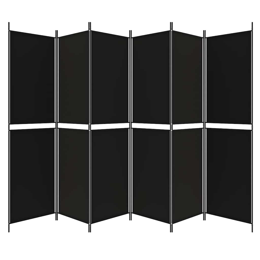 6-panels rumdeler 300x200 cm stof sort