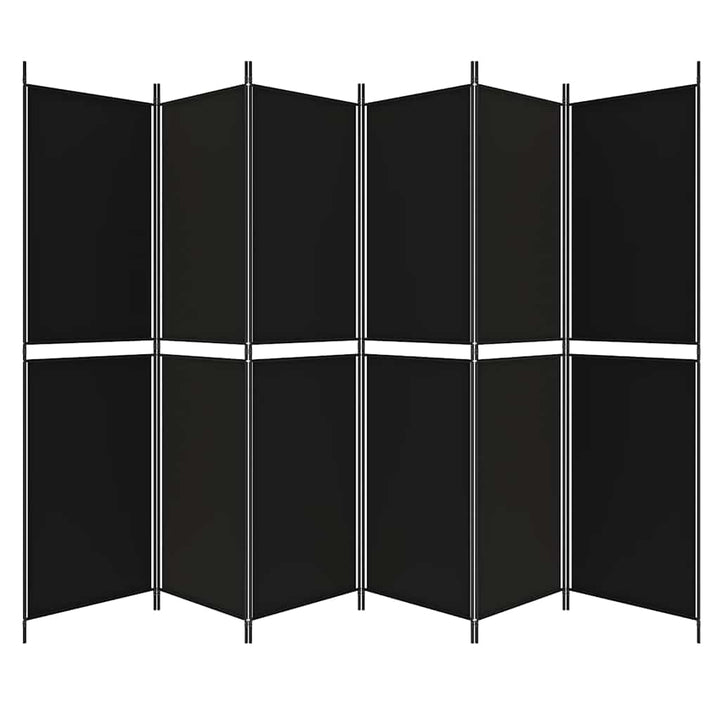 6-panels rumdeler 300x200 cm stof sort