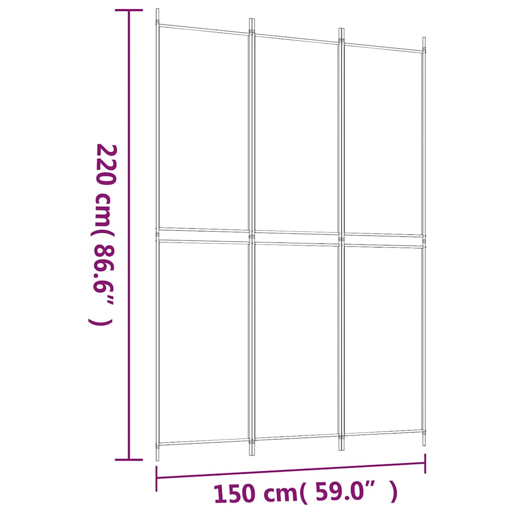 3-panels rumdeler 150x220 cm stof brun