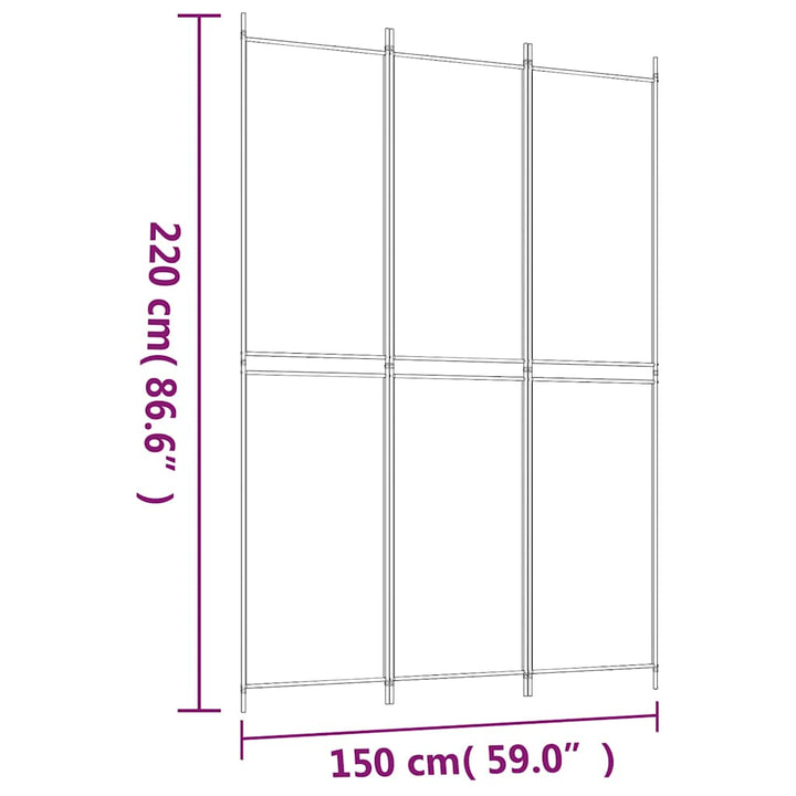 3-panels rumdeler 150x220 cm stof brun