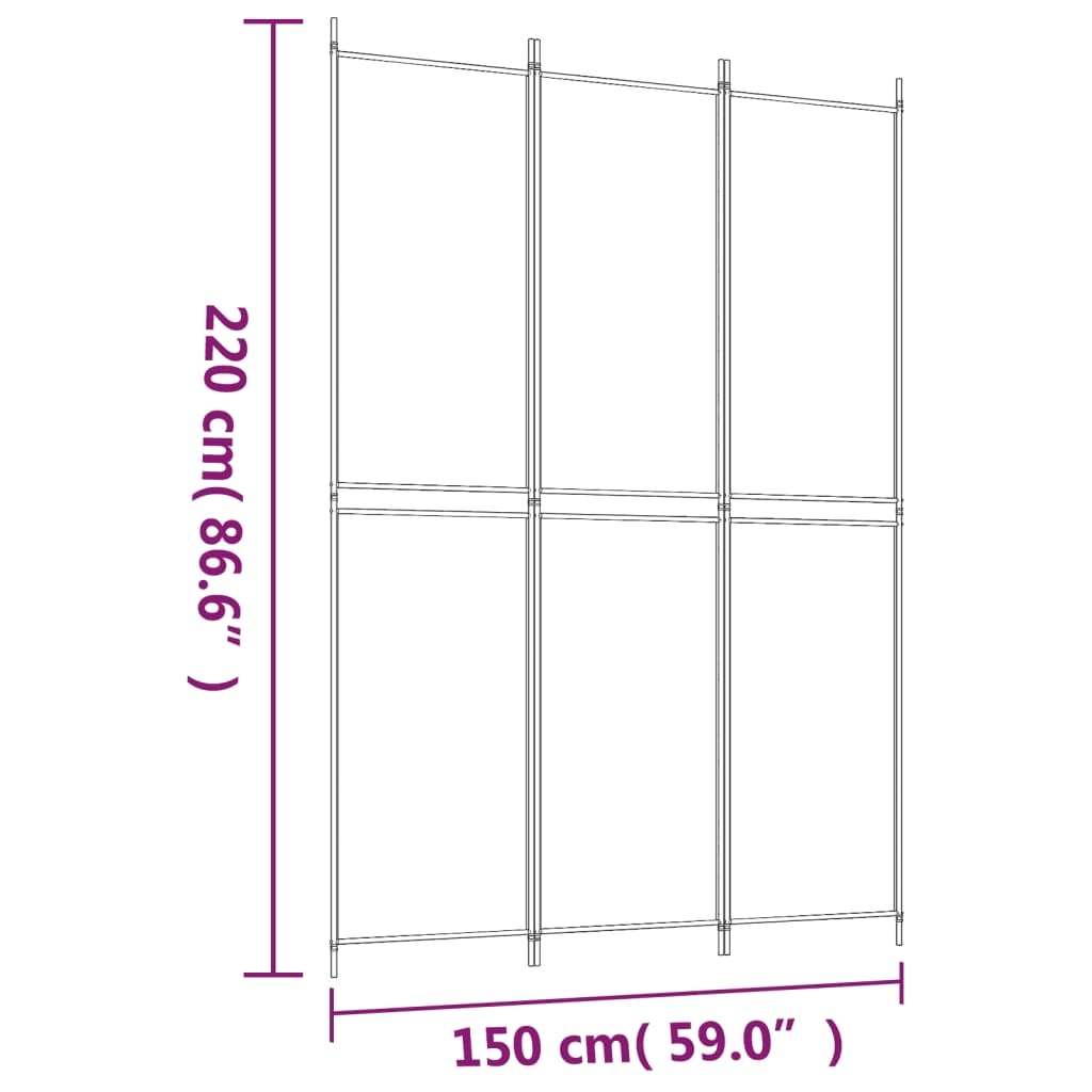 3-panels rumdeler 150x220 cm stof antracitgrå