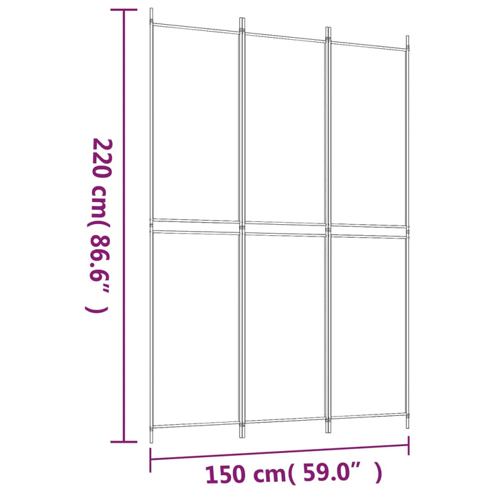 3-panels rumdeler 150x220 cm stof antracitgrå