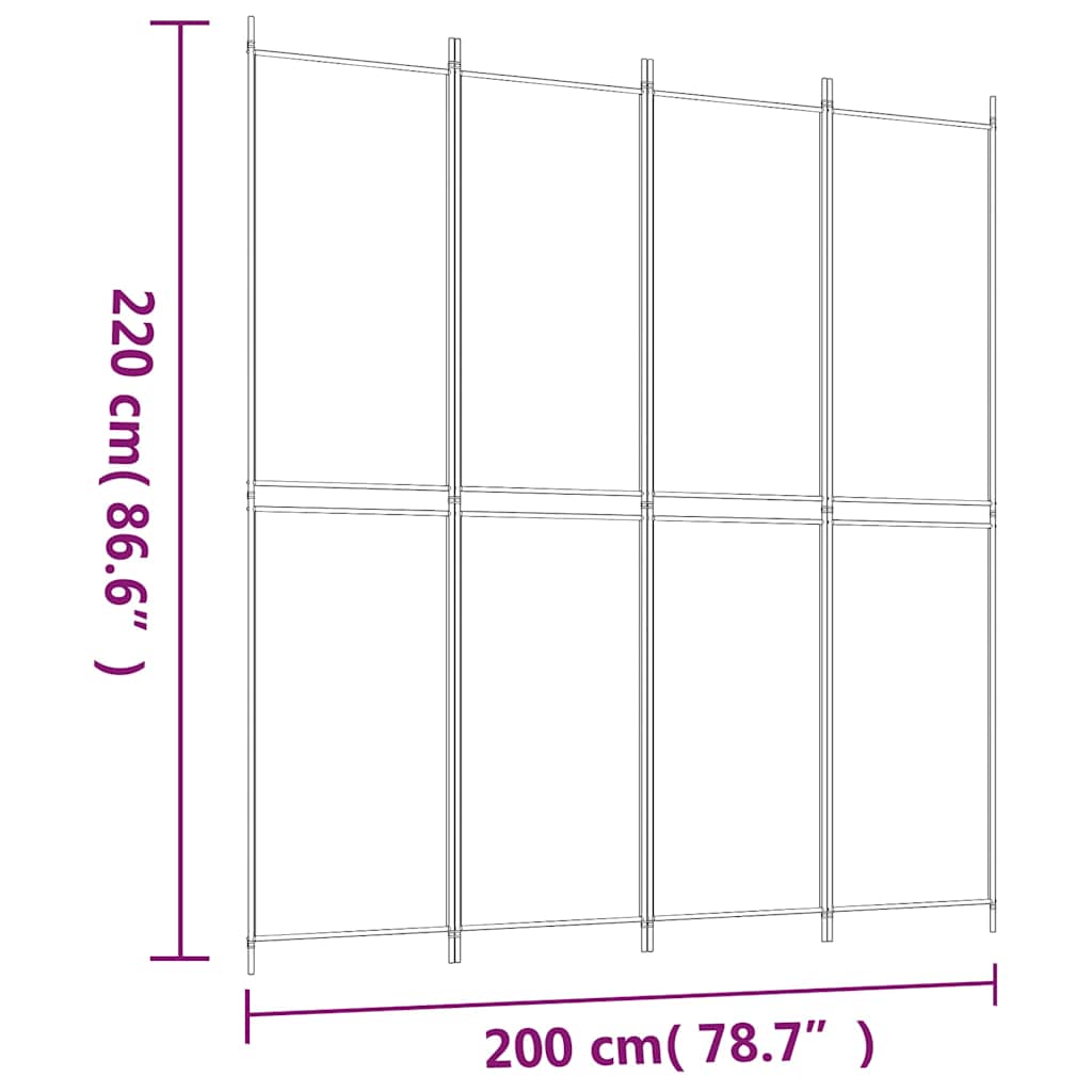 4-panels rumdeler 200x220 cm stof antracitgrå