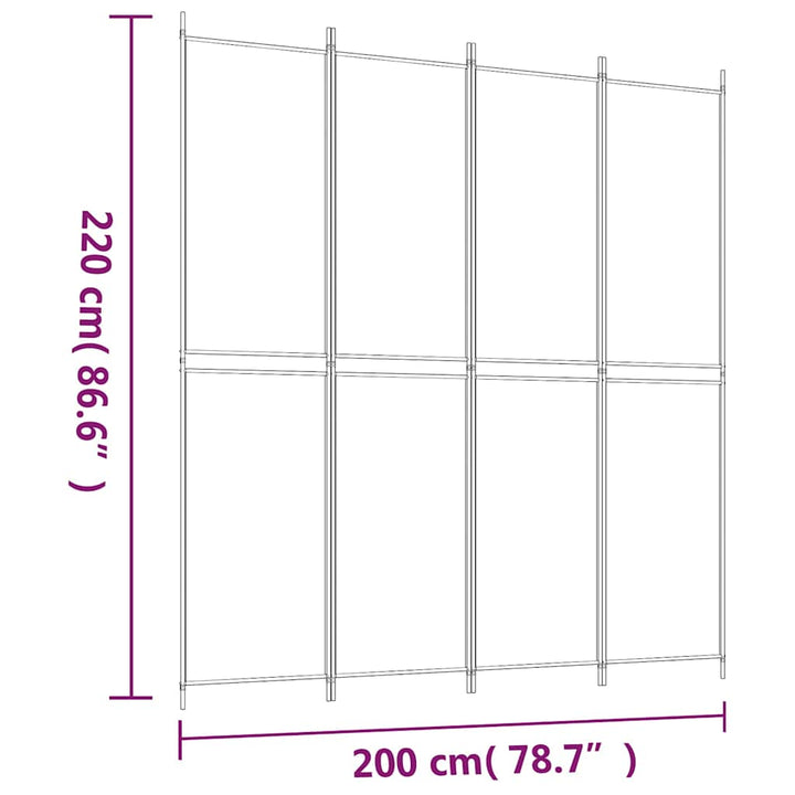 4-panels rumdeler 200x220 cm stof antracitgrå