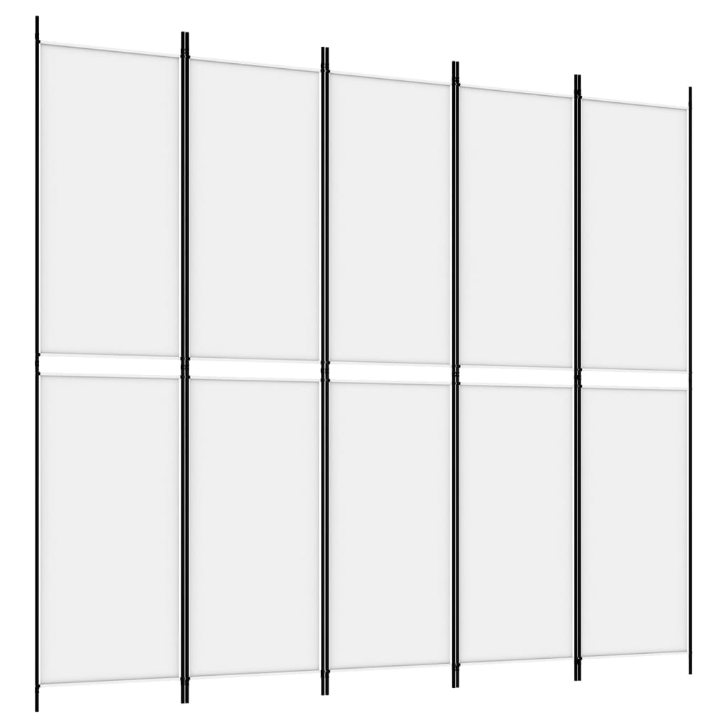 5-panels rumdeler 250x220 cm stof hvid