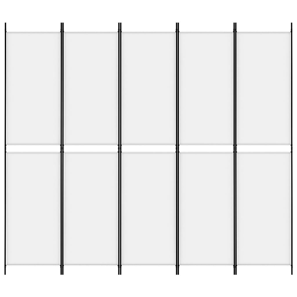 5-panels rumdeler 250x220 cm stof hvid