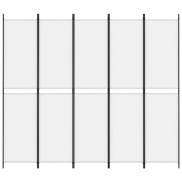 5-panels rumdeler 250x220 cm stof hvid
