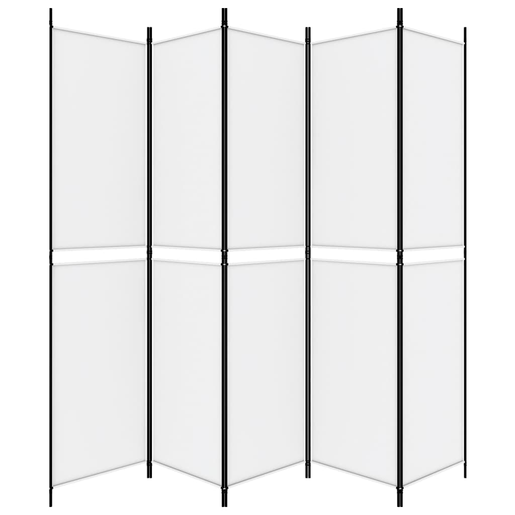 5-panels rumdeler 250x220 cm stof hvid