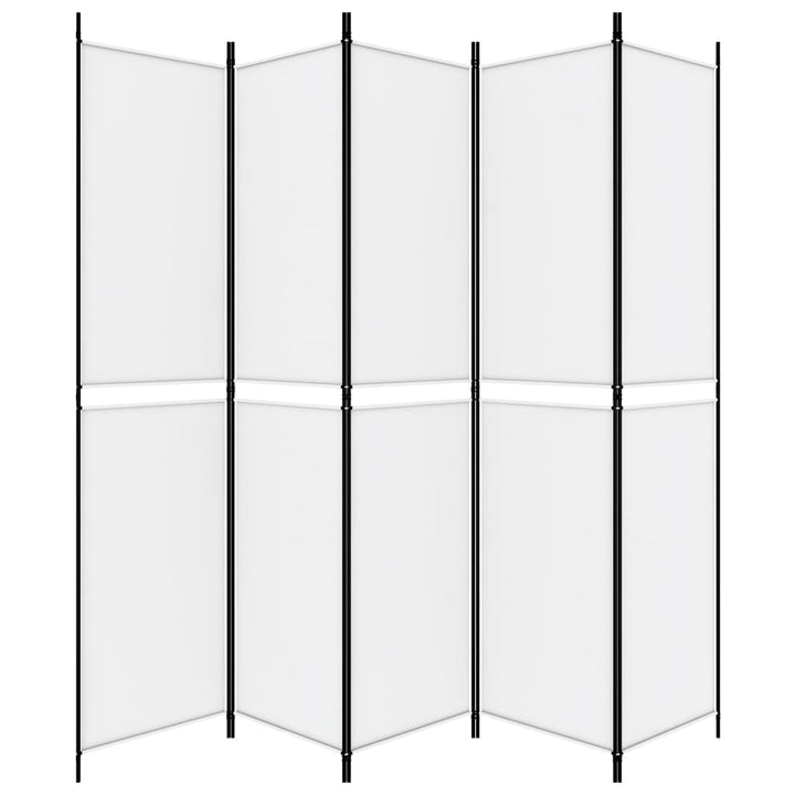 5-panels rumdeler 250x220 cm stof hvid