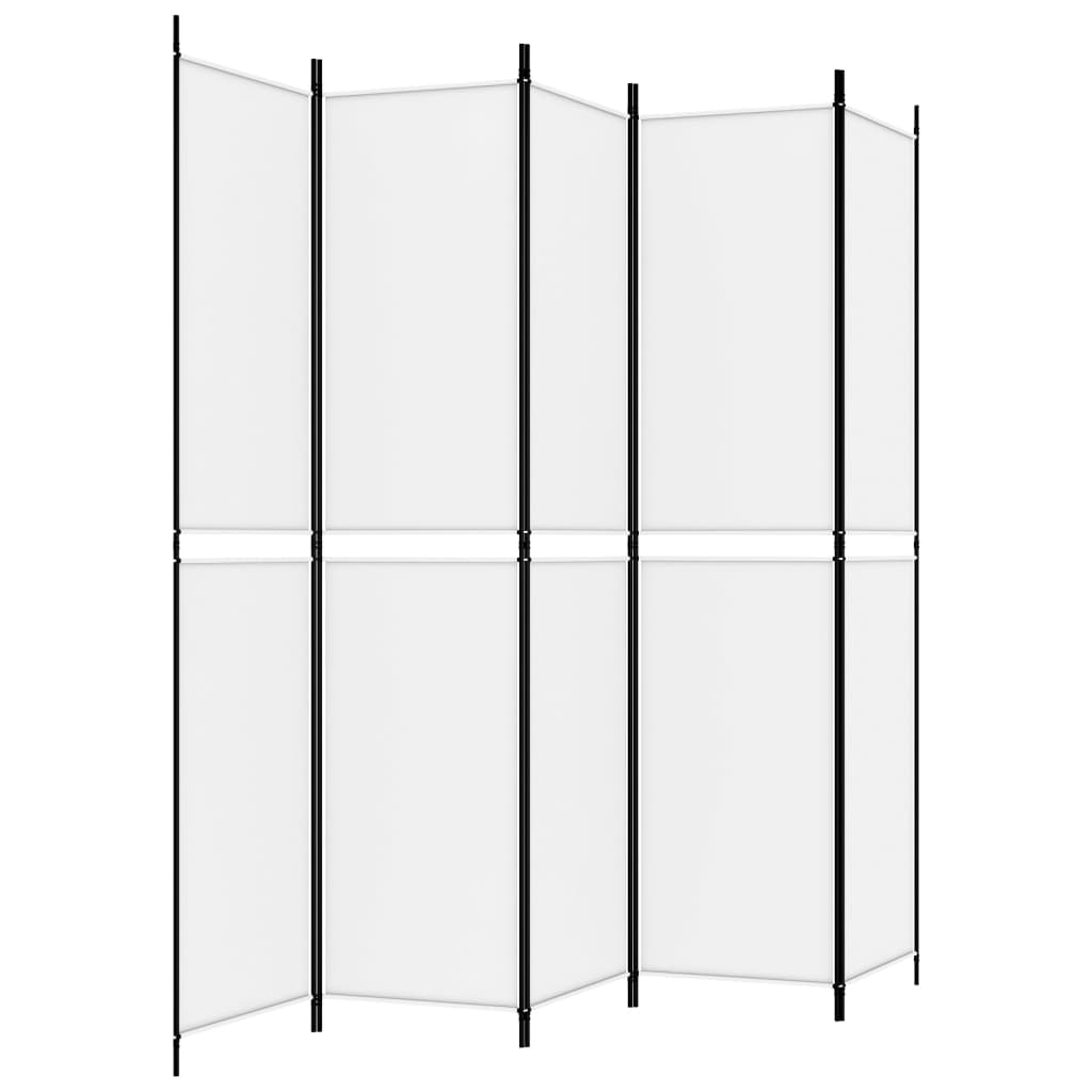 5-panels rumdeler 250x220 cm stof hvid