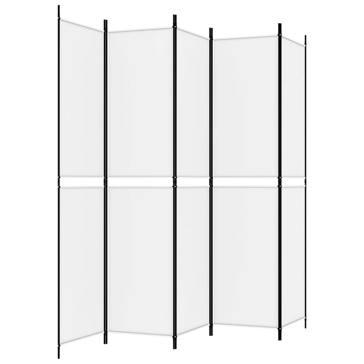 5-panels rumdeler 250x220 cm stof hvid
