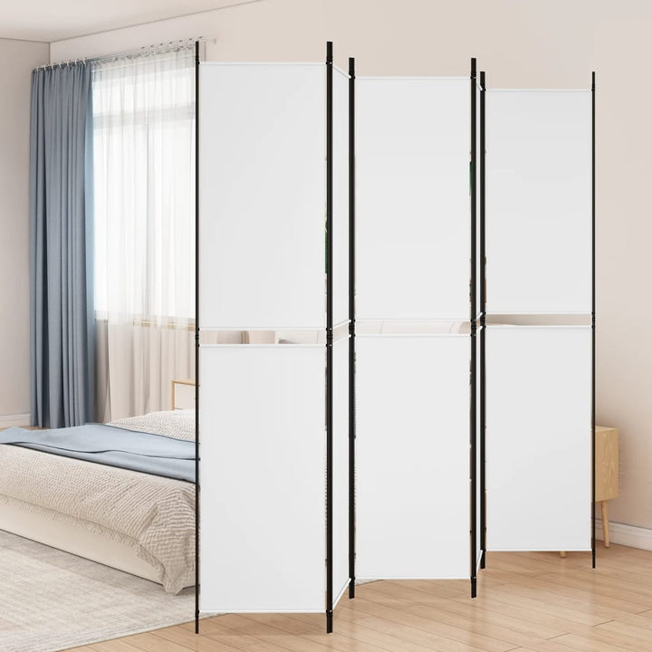 5-panels rumdeler 250x220 cm stof hvid