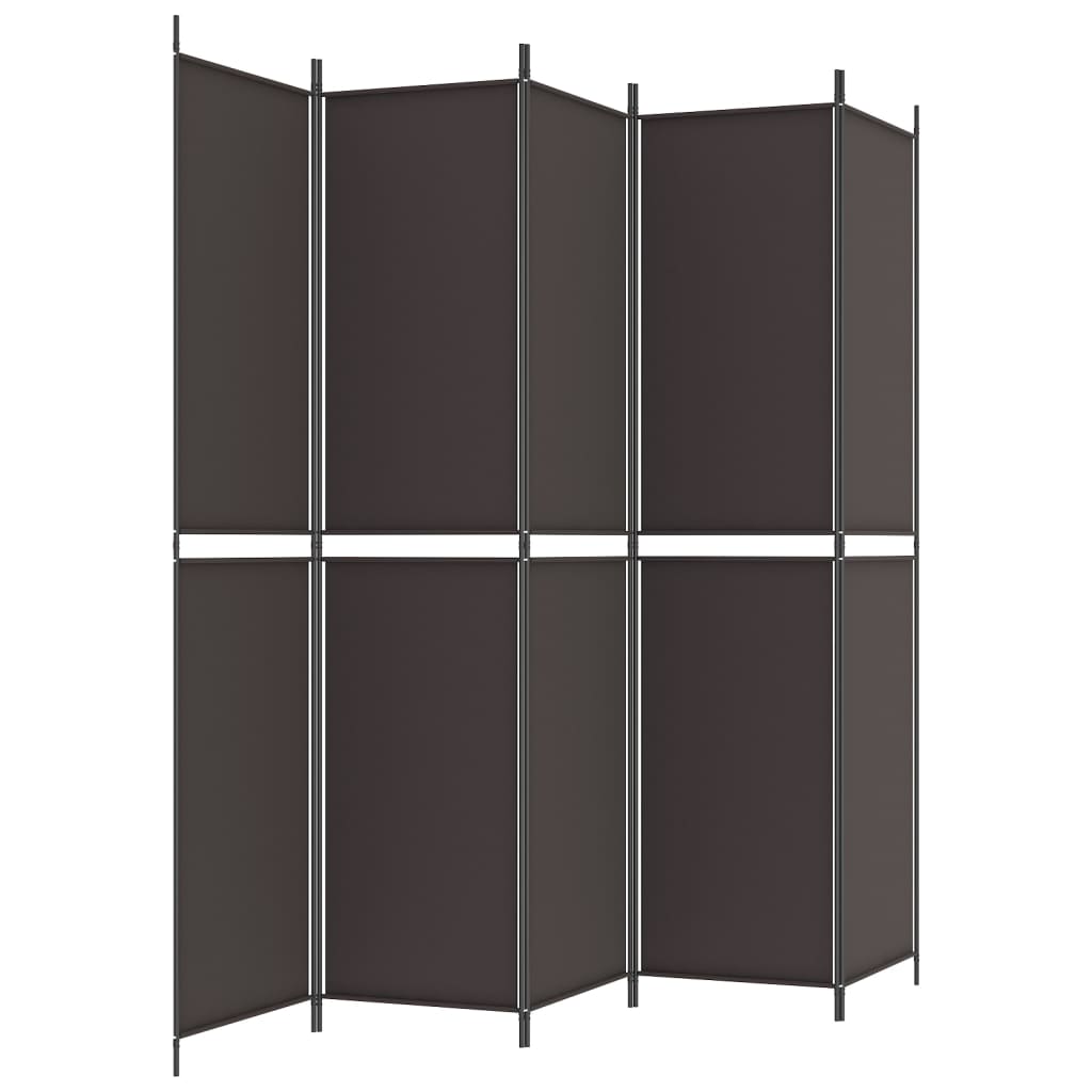 5-panels rumdeler 250x220 cm stof brun