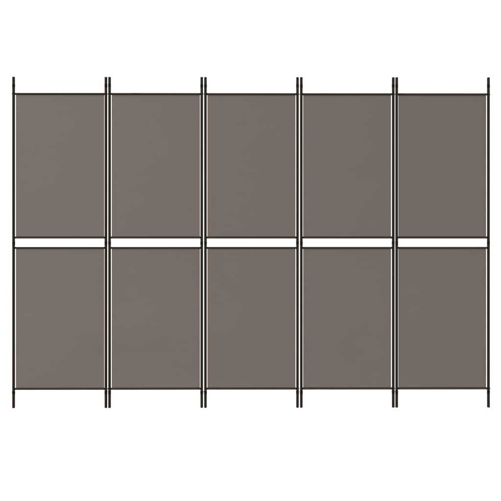 5-panels rumdeler 250x220 cm stof antracitgrå