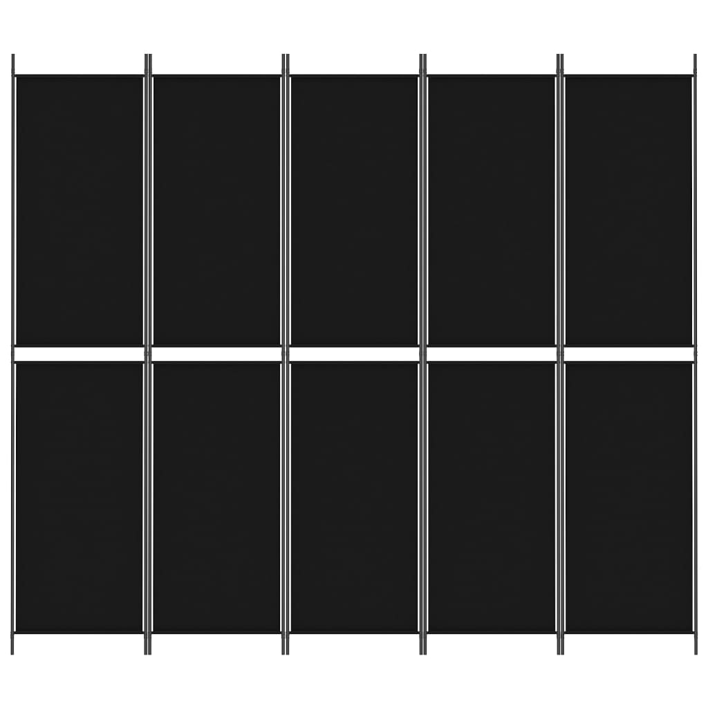 5-panels rumdeler 250x220 cm stof sort