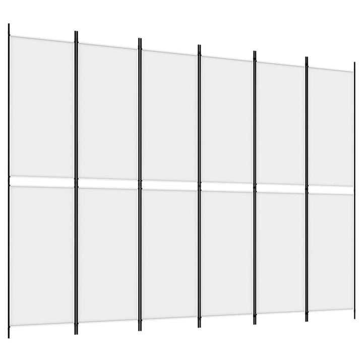 6-panels rumdeler 300x220 cm stof hvid