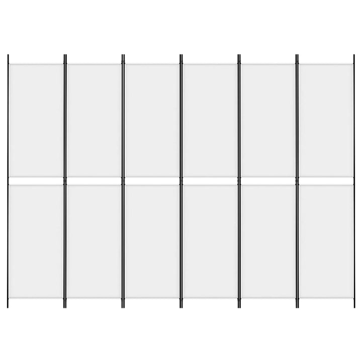6-panels rumdeler 300x220 cm stof hvid